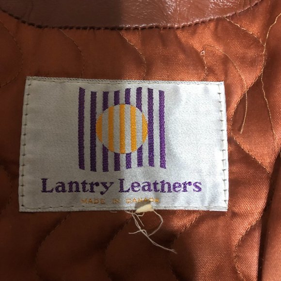 Vintage Lantry Spicy Brown Leather Belted Midi Coat Size S - Picture 6 of 9